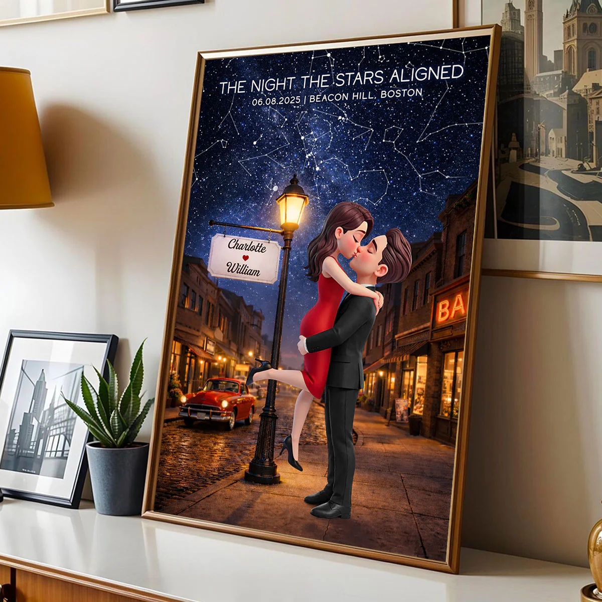 Eternal Love Couple Hugging Kissing Custom Star Map Anniversary Date - Personalized Poster - Valentine's Day Gift For Couple - Image 12