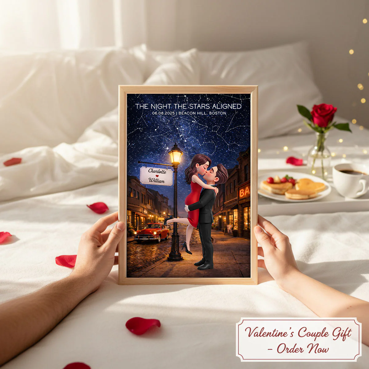 Eternal Love Couple Hugging Kissing Custom Star Map Anniversary Date - Personalized Poster - Valentine's Day Gift For Couple - Image 14