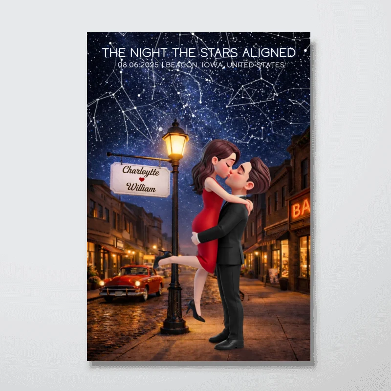 Eternal Love Couple Hugging Kissing Custom Star Map Anniversary Date - Personalized Poster - Valentine's Day Gift For Couple - Image 20