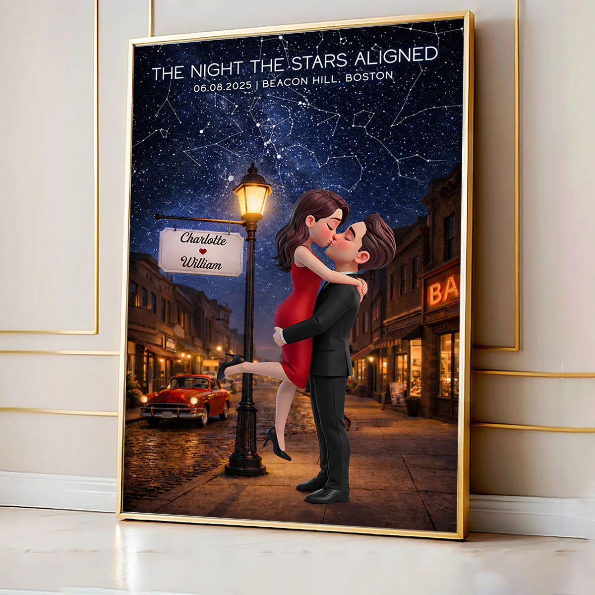 Eternal Love Couple Hugging Kissing Custom Star Map Anniversary Date - Personalized Poster - Valentine's Day Gift For Couple - Image 7