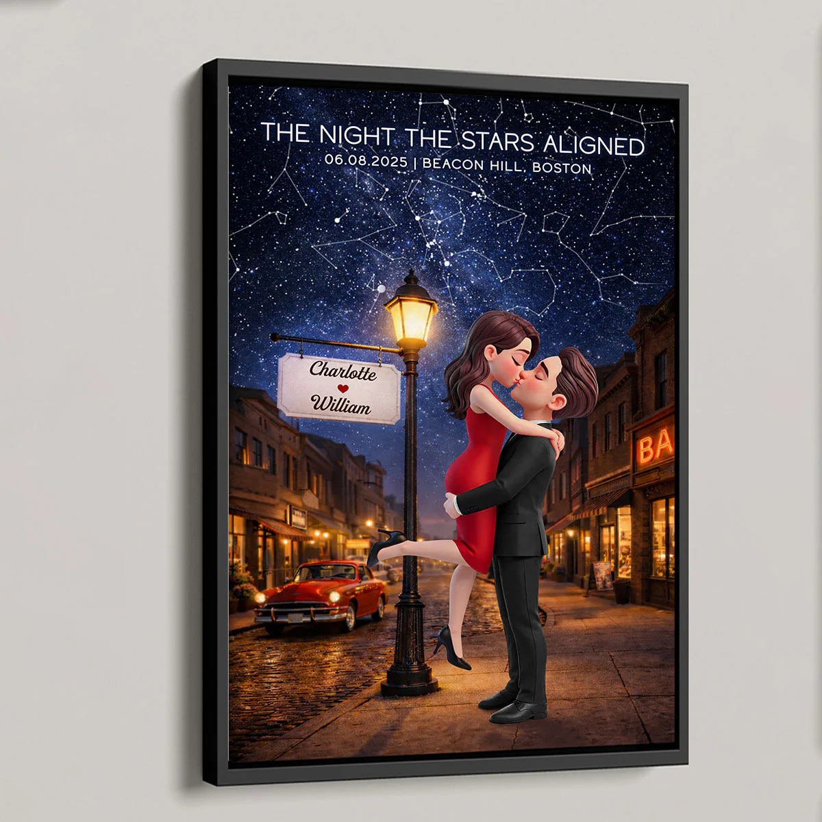Eternal Love Couple Hugging Kissing Custom Star Map Anniversary Date - Personalized Poster - Valentine's Day Gift For Couple - Image 8