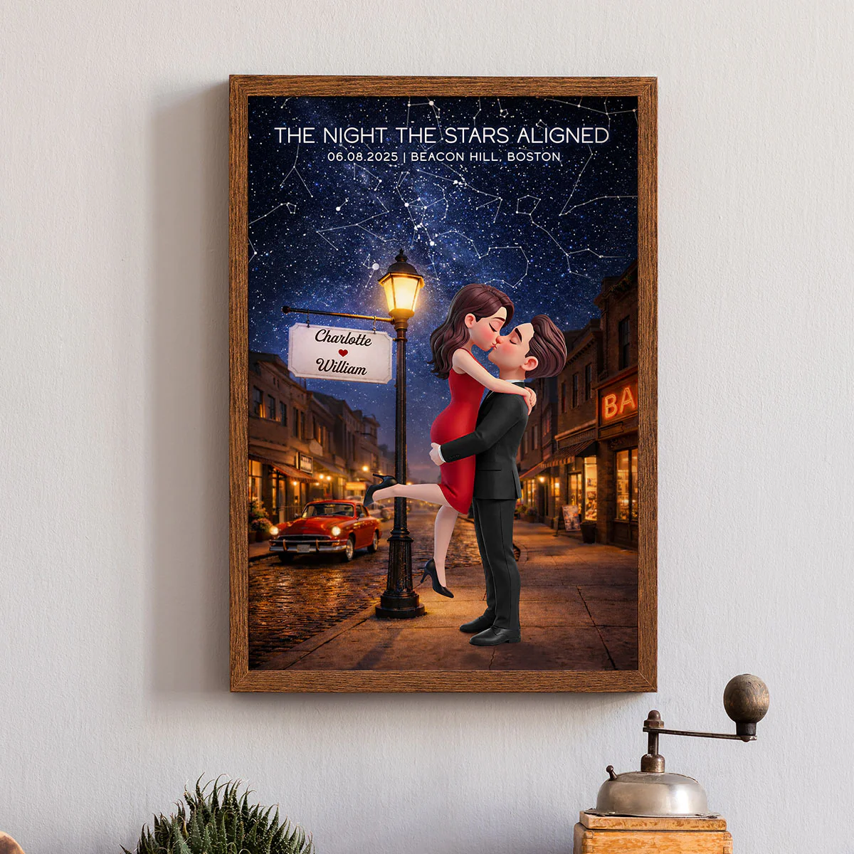 Eternal Love Couple Hugging Kissing Custom Star Map Anniversary Date - Personalized Poster - Valentine's Day Gift For Couple - Image 9