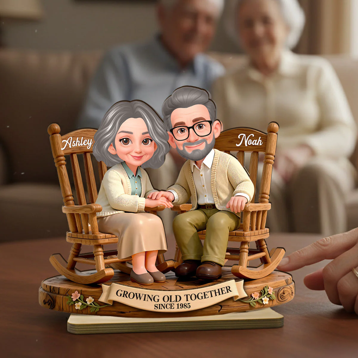 Eternal Love Couple On Rocking Chairs Growing Old Together - Personalized 2-Layer Wooden Plaque - Heartfelt Valentine's Day, Anniversary Gift For Couple, Gift For Him, For Her - Image 10