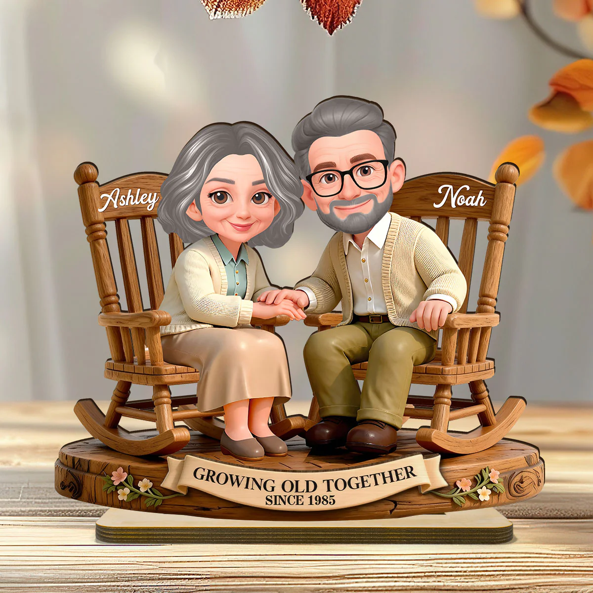 Eternal Love Couple On Rocking Chairs Growing Old Together - Personalized 2-Layer Wooden Plaque - Heartfelt Valentine's Day, Anniversary Gift For Couple, Gift For Him, For Her - Image 12