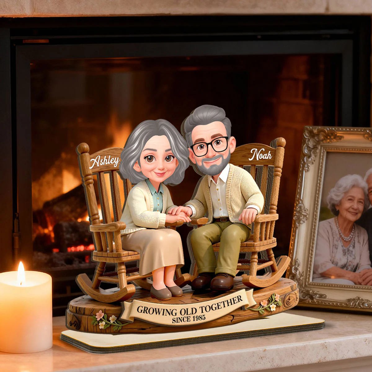 Eternal Love Couple On Rocking Chairs Growing Old Together - Personalized 2-Layer Wooden Plaque - Heartfelt Valentine's Day, Anniversary Gift For Couple, Gift For Him, For Her - Image 14