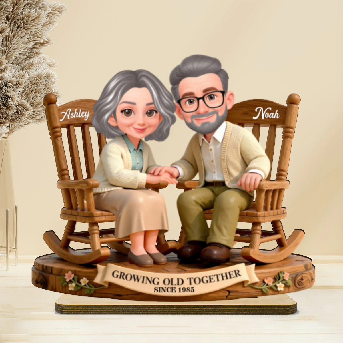 Eternal Love Couple On Rocking Chairs Growing Old Together - Personalized 2-Layer Wooden Plaque - Heartfelt Valentine's Day, Anniversary Gift For Couple, Gift For Him, For Her - Image 15