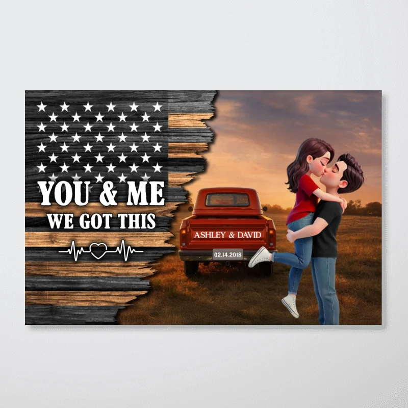 Eternal Love Couple Pickup Truck Half Nation Flag - Personalized Poster - Valentine's Day Gift For Couple - Image 11