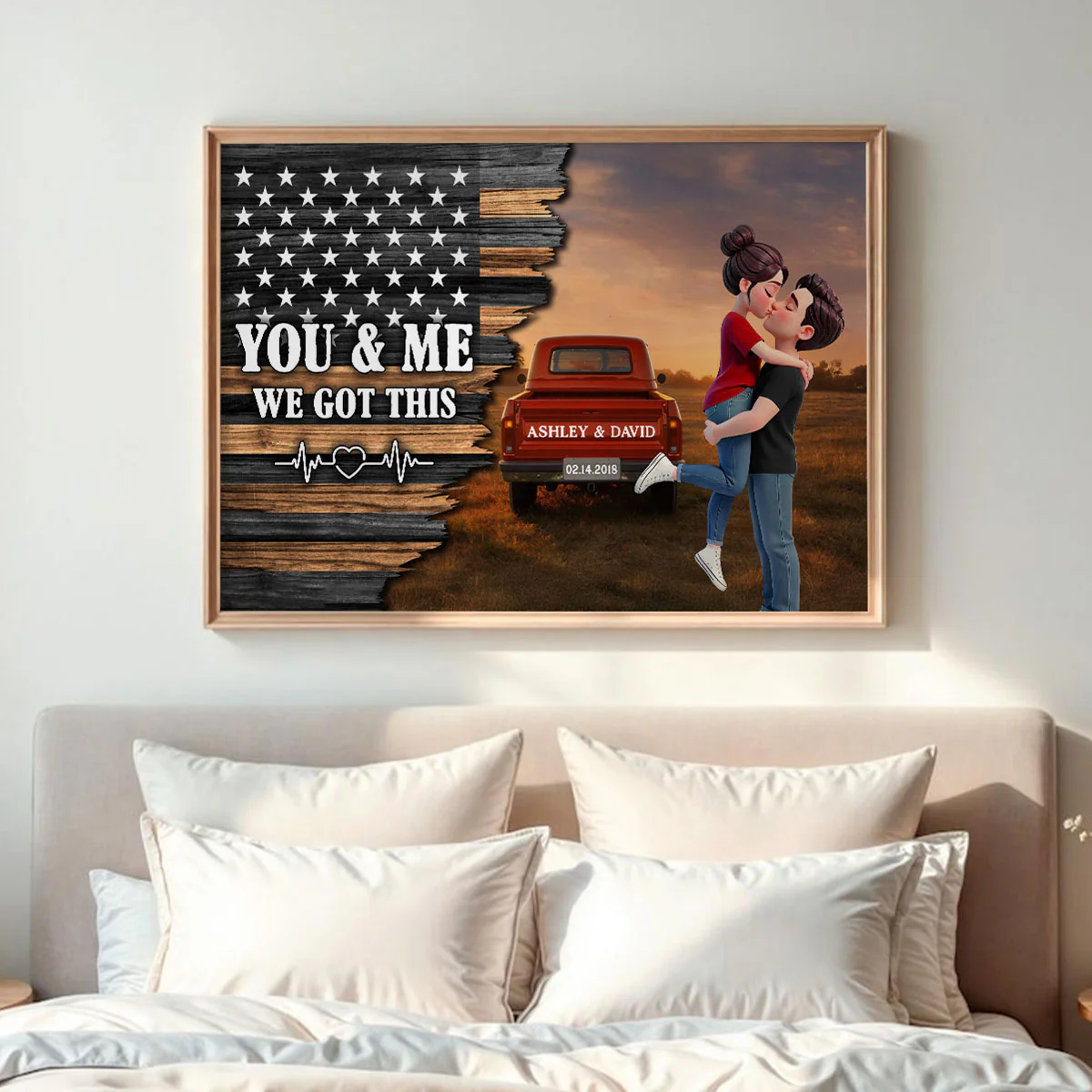 Eternal Love Couple Pickup Truck Half Nation Flag - Personalized Poster - Valentine's Day Gift For Couple - Image 5
