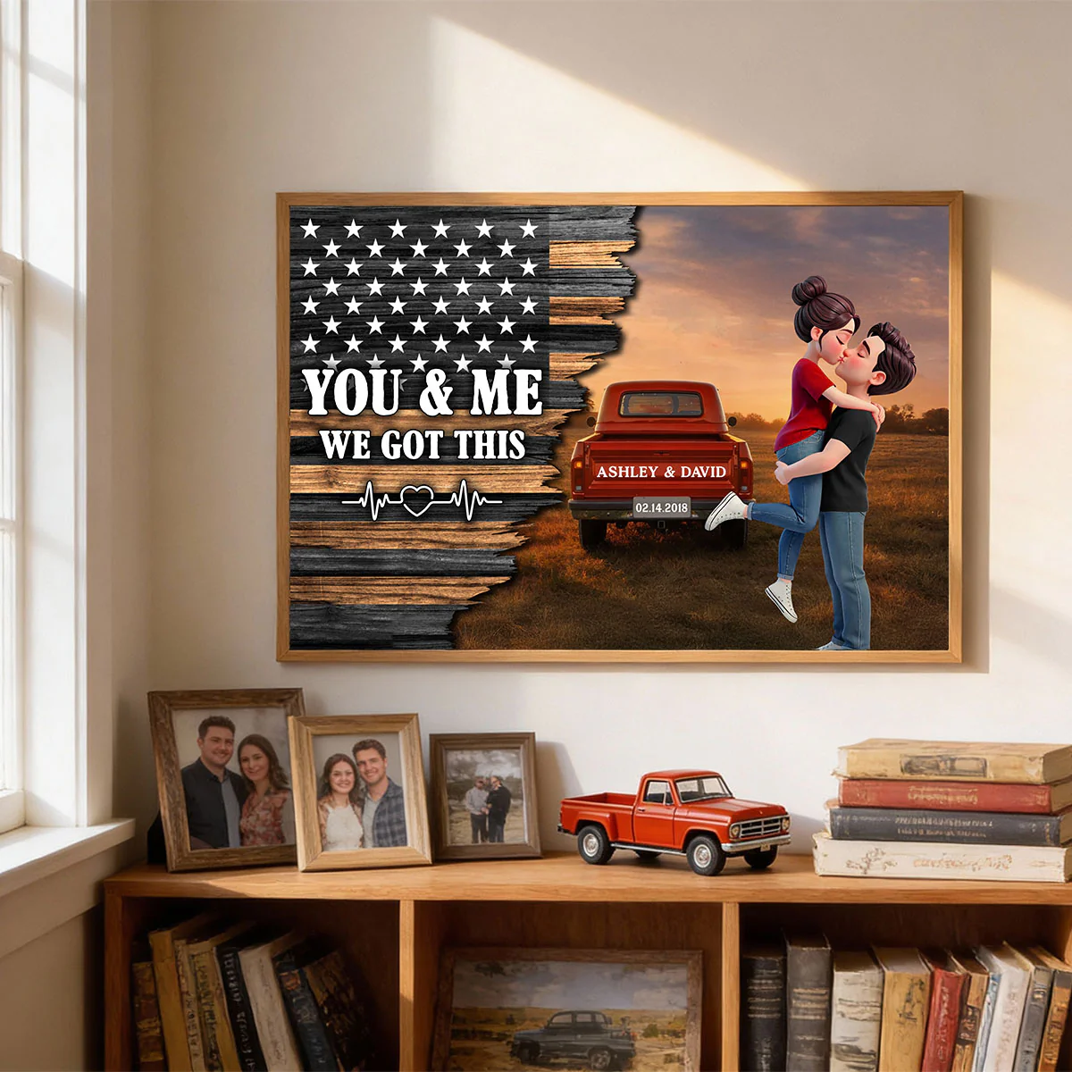 Eternal Love Couple Pickup Truck Half Nation Flag - Personalized Poster - Valentine's Day Gift For Couple - Image 7