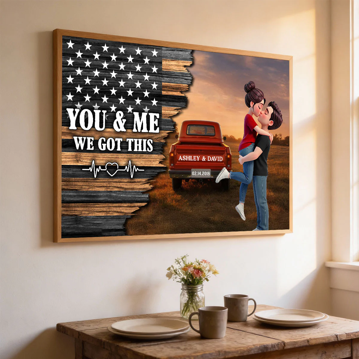 Eternal Love Couple Pickup Truck Half Nation Flag - Personalized Poster - Valentine's Day Gift For Couple - Image 8