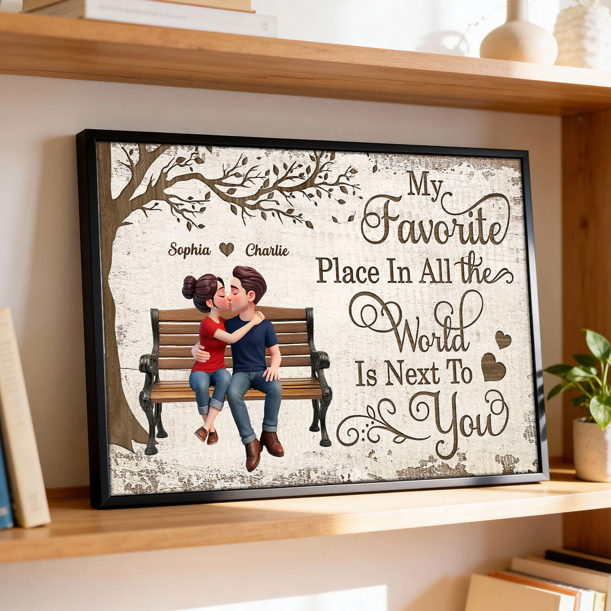 Eternal Love Couple Sitting Kissing Under Tree - Personalized Poster - Valentine's Day Gift For Couple - Image 10