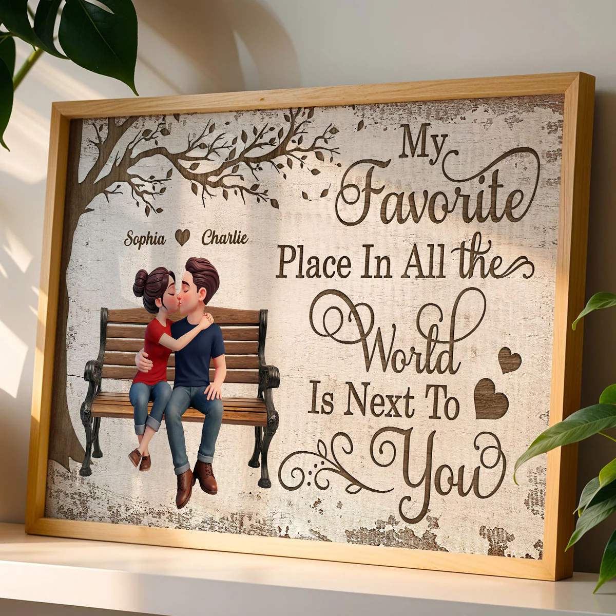 Eternal Love Couple Sitting Kissing Under Tree - Personalized Poster - Valentine's Day Gift For Couple - Image 11