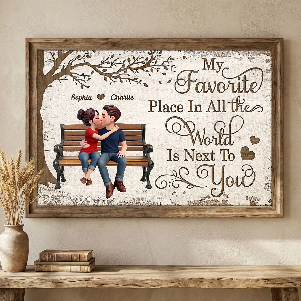 Eternal Love Couple Sitting Kissing Under Tree - Personalized Poster - Valentine's Day Gift For Couple - Image 13