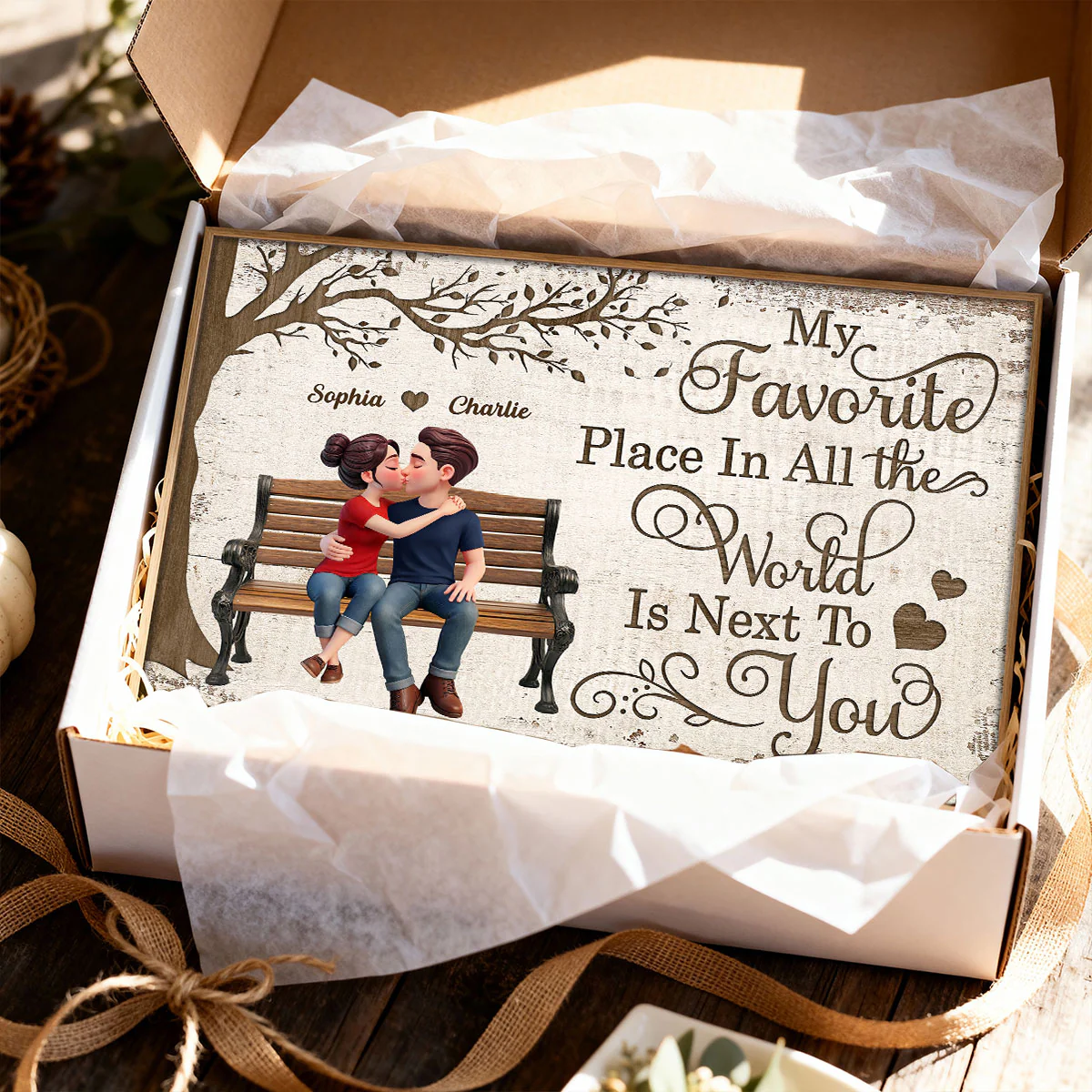 Eternal Love Couple Sitting Kissing Under Tree - Personalized Poster - Valentine's Day Gift For Couple - Image 14