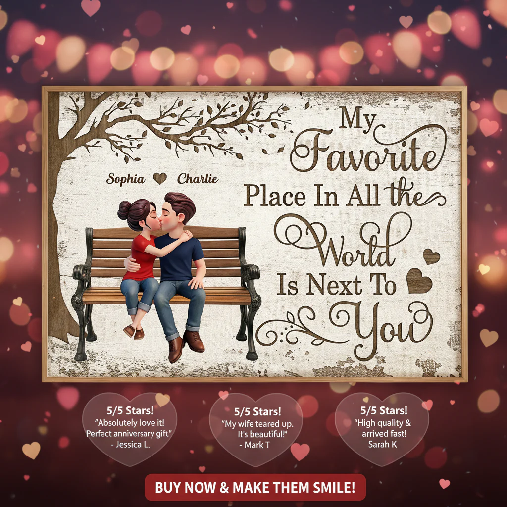 Eternal Love Couple Sitting Kissing Under Tree - Personalized Poster - Valentine's Day Gift For Couple - Image 3