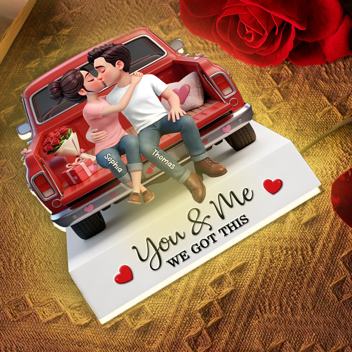Eternal Love Couple Sitting Kissing Valentine Truck - Personalized Light Box - Valentine's Day Gift For Couple, For Him, For Her - Image 4