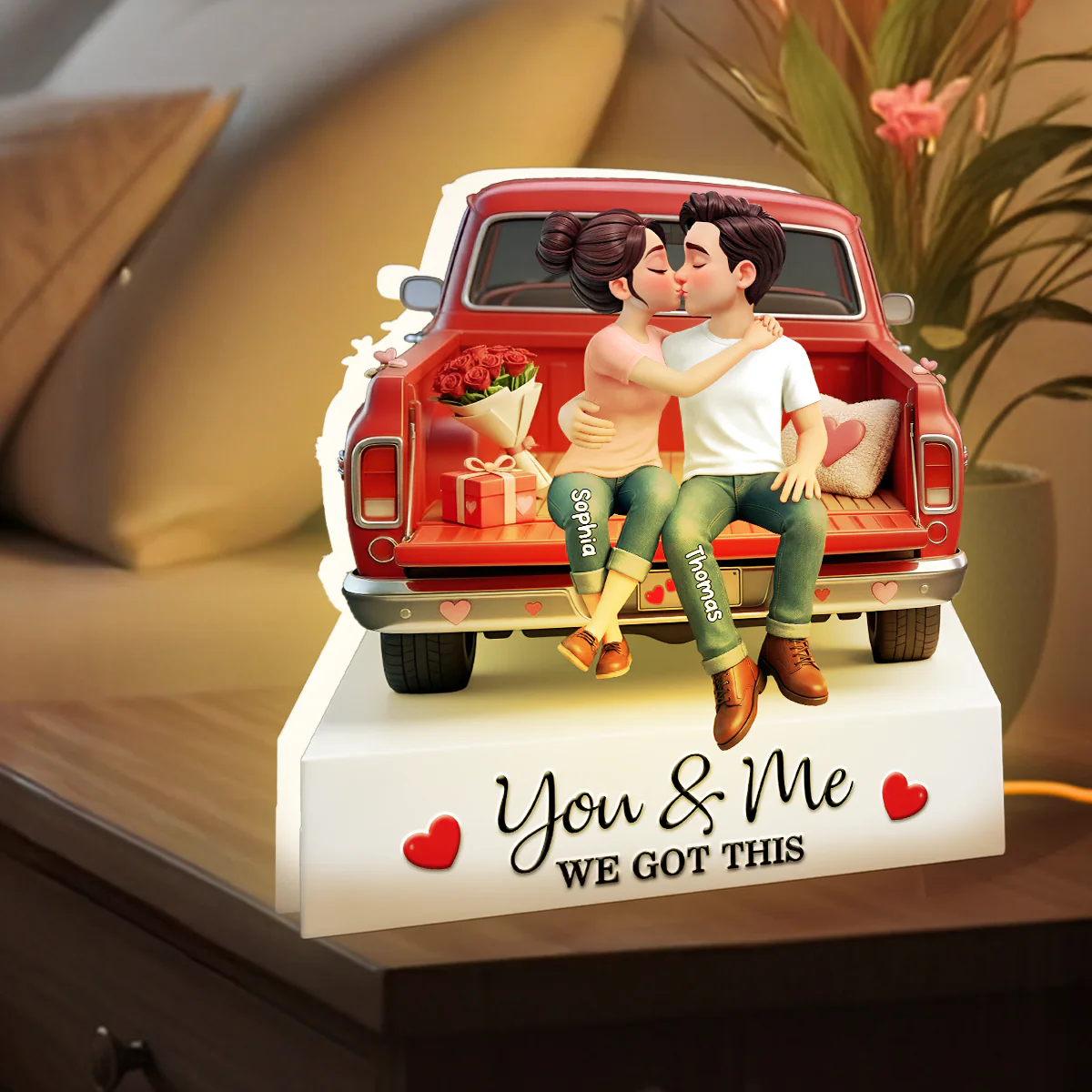 Eternal Love Couple Sitting Kissing Valentine Truck - Personalized Light Box - Valentine's Day Gift For Couple, For Him, For Her - Image 5