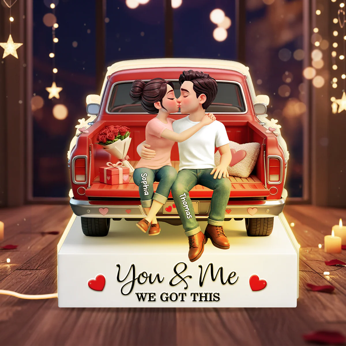 Eternal Love Couple Sitting Kissing Valentine Truck - Personalized Light Box - Valentine's Day Gift For Couple, For Him, For Her - Image 6