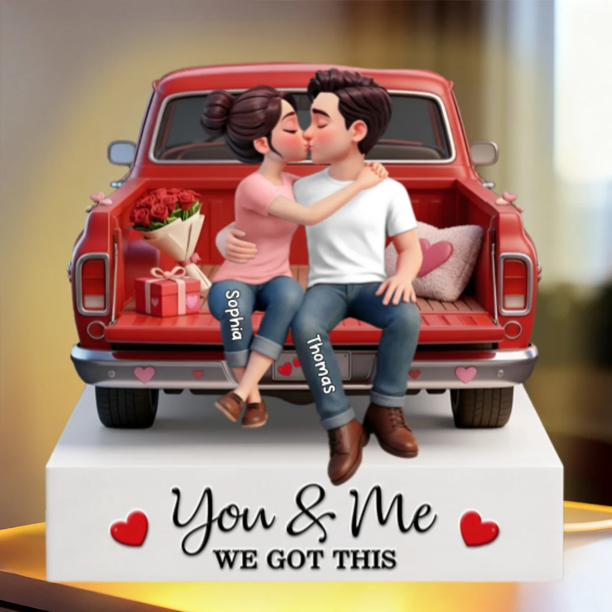 Eternal Love Couple Sitting Kissing Valentine Truck - Personalized Light Box - Valentine's Day Gift For Couple, For Him, For Her - Image 8