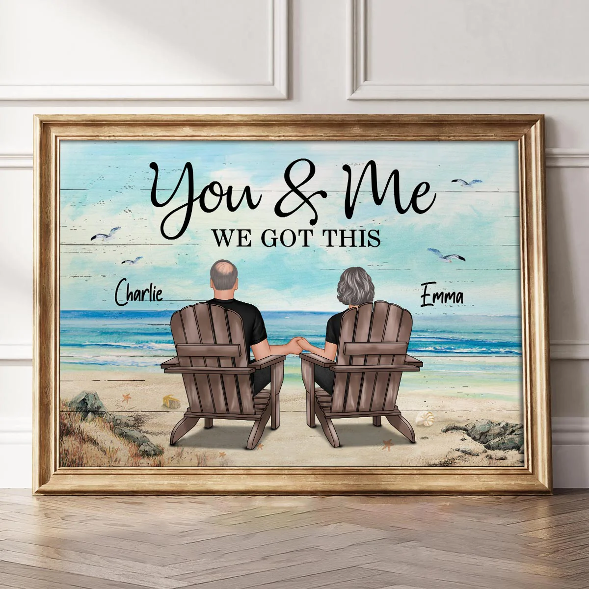 Eternal Love Couple Beach Landscape Retro Vintage Personalized Poster, Heartfelt Anniversary Gift, Wedding Gift, Birthday Gift For Couple, For Him, For Her - Image 2