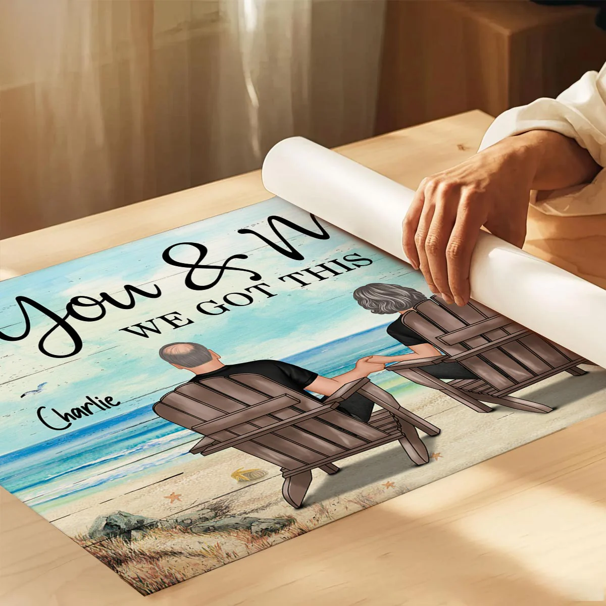Eternal Love Couple Beach Landscape Retro Vintage Personalized Poster, Heartfelt Anniversary Gift, Wedding Gift, Birthday Gift For Couple, For Him, For Her - Image 3