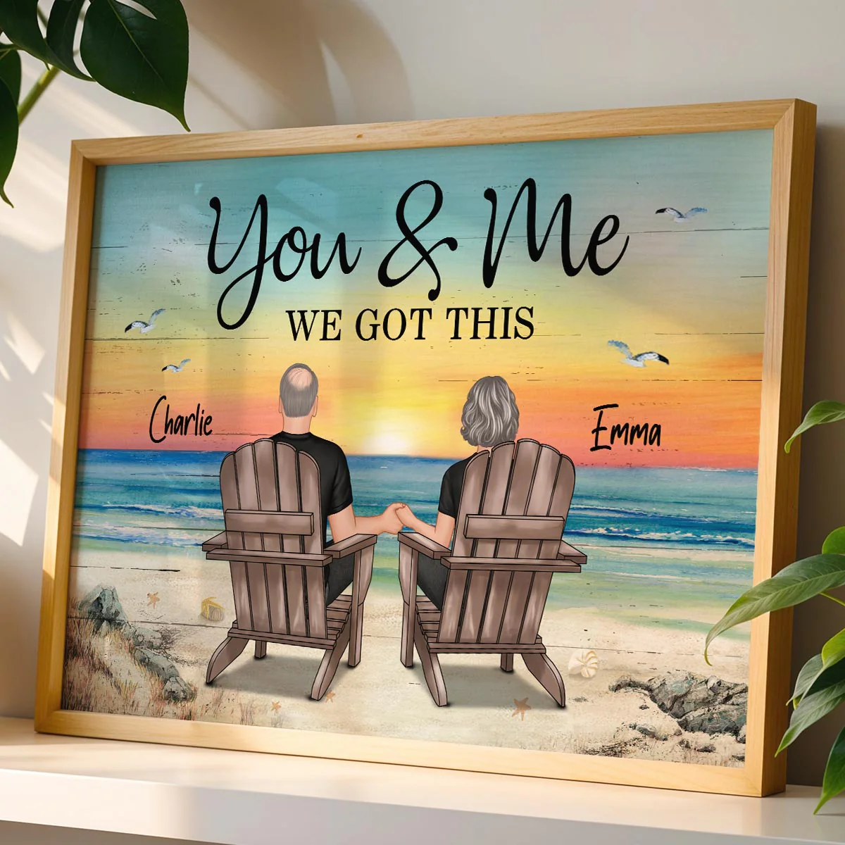 Eternal Love Couple Beach Landscape Retro Vintage Personalized Poster, Heartfelt Anniversary Gift, Wedding Gift, Birthday Gift For Couple, For Him, For Her - Image 5