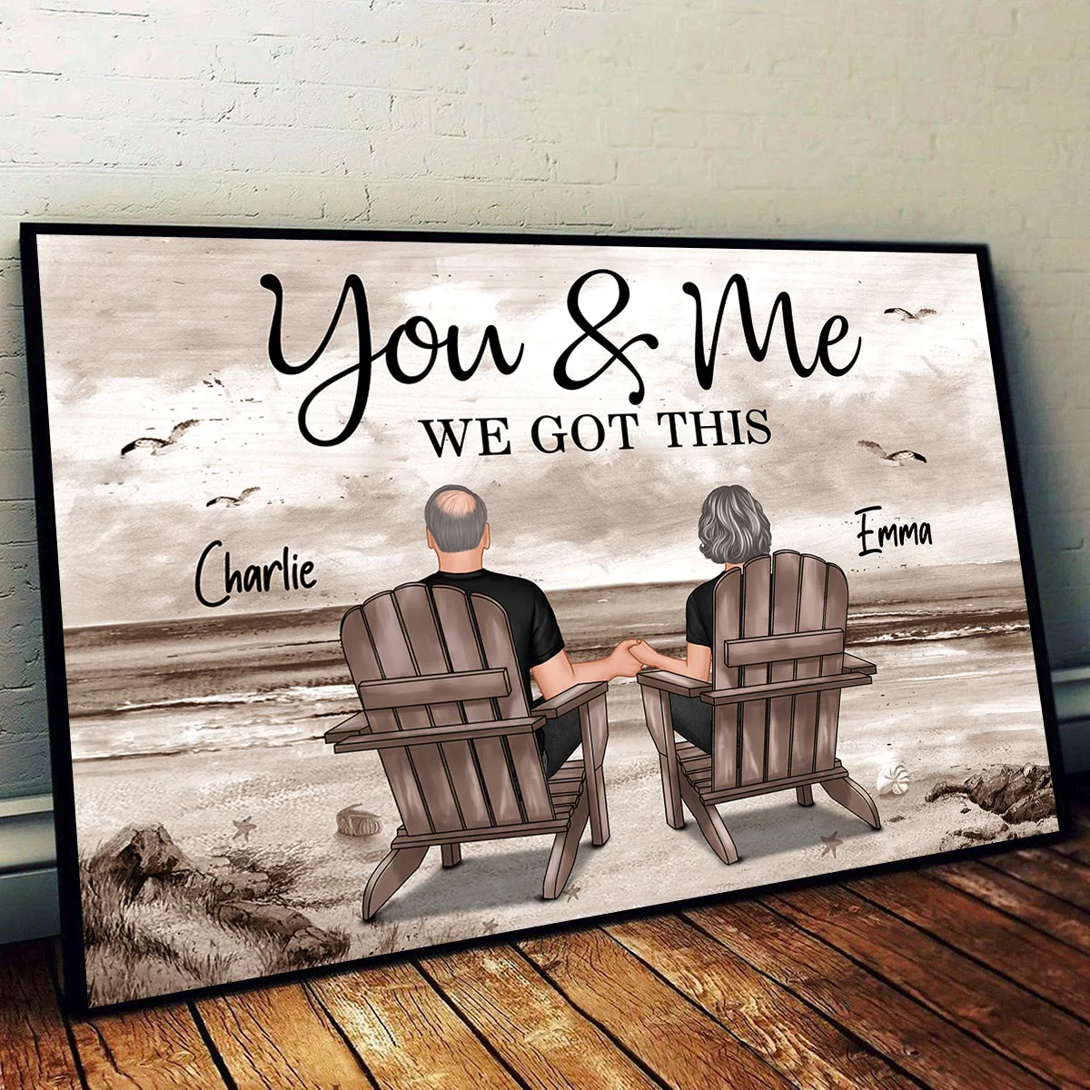 Eternal Love Couple Beach Landscape Retro Vintage Personalized Poster, Heartfelt Anniversary Gift, Wedding Gift, Birthday Gift For Couple, For Him, For Her - Image 6