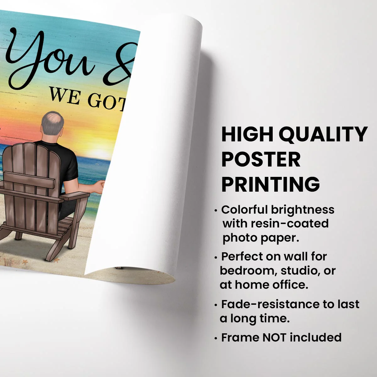Eternal Love Couple Beach Landscape Retro Vintage Personalized Poster, Heartfelt Anniversary Gift, Wedding Gift, Birthday Gift For Couple, For Him, For Her - Image 7