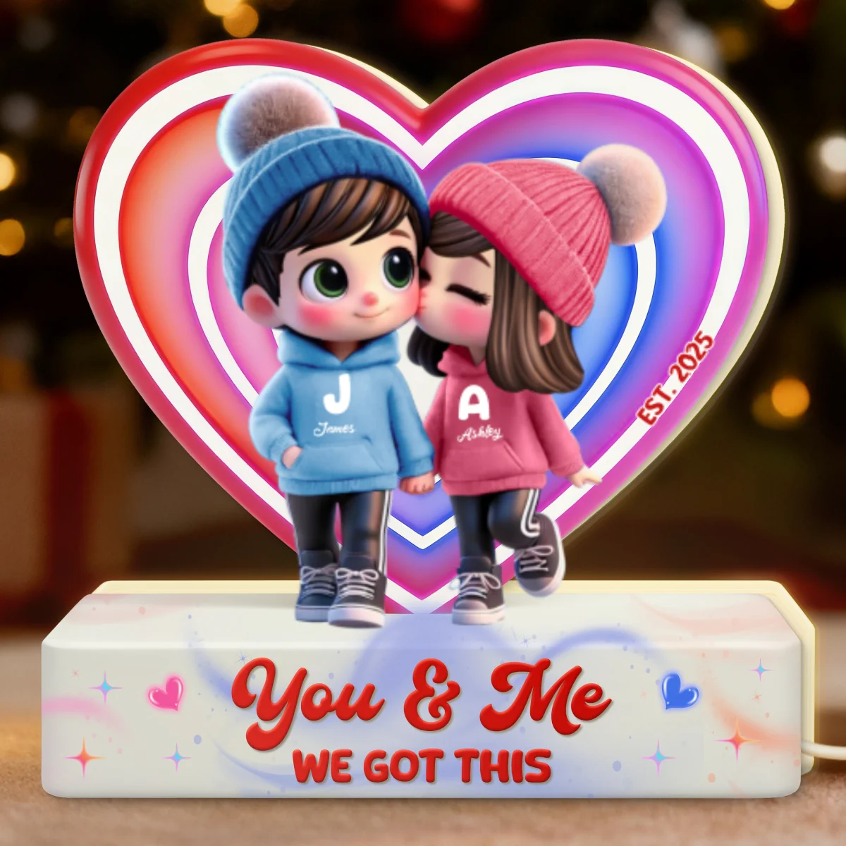 Eternal Love Cute Cartoon Chibi Couple - Personalized Light Box - Heartfelt Valentine's Day Gift, Anniversary Gift For Couple, For Him, For Her - Image 9
