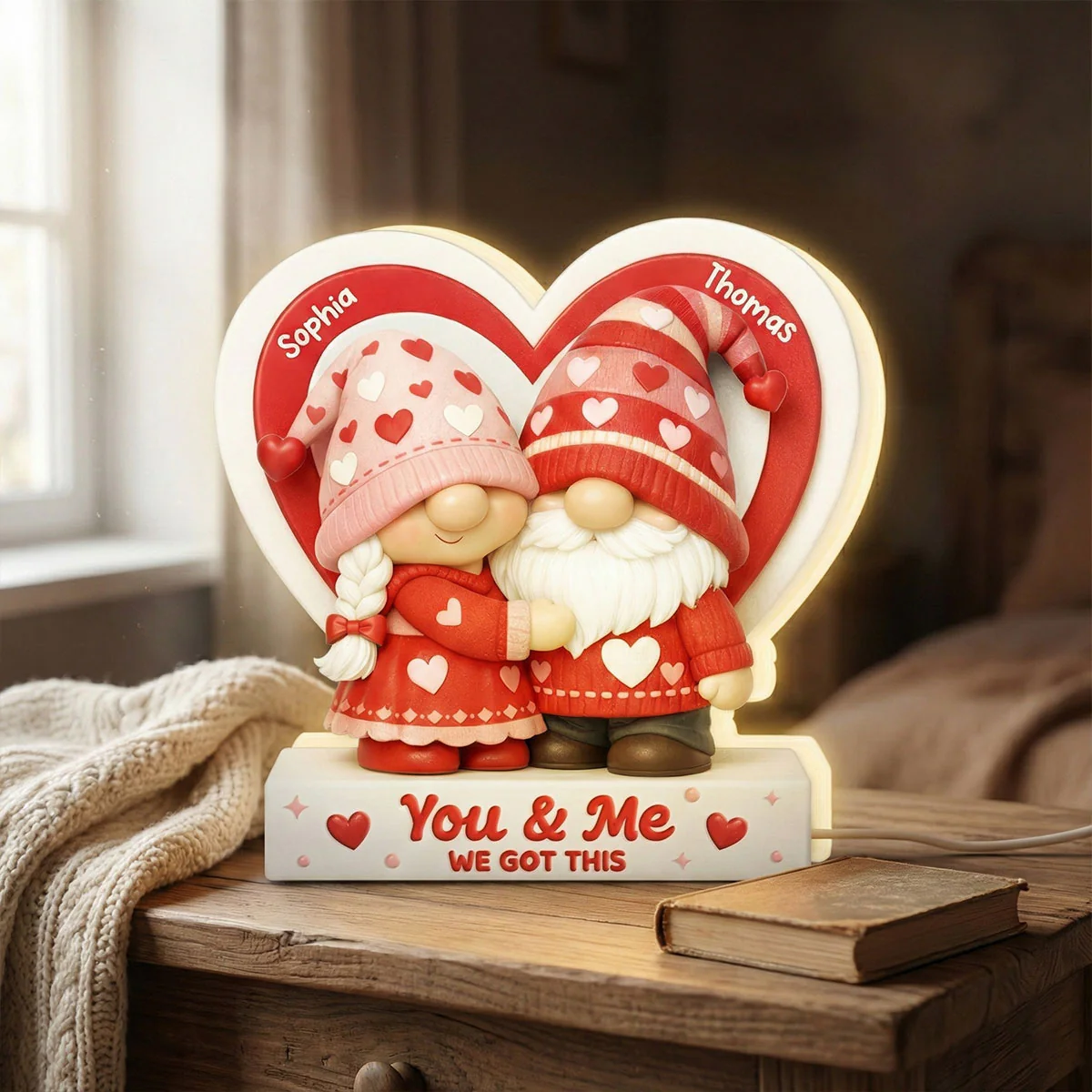 Eternal Love Gnome Couple - Personalized Light Box - Valentine's Day Gift For Couple, For Him, For Her - Image 2