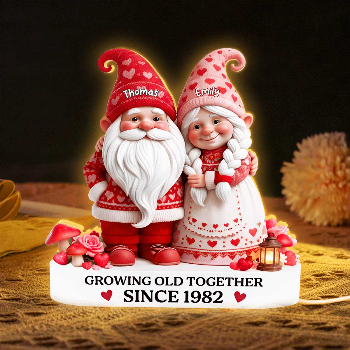 Eternal Love Nostalgia Valentine Gnome Couple Growing Old Together - Personalized Light Box - Heartfelt Valentine's Day Gift, Anniversary Gift For Couple, For Him, For Her - Image 6