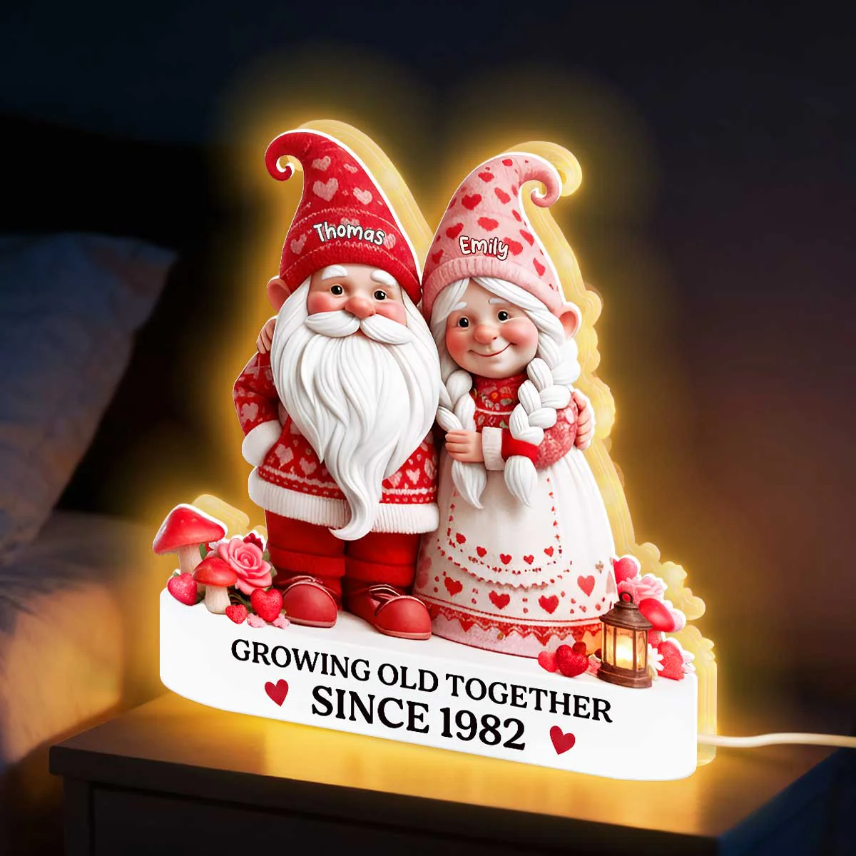 Eternal Love Nostalgia Valentine Gnome Couple Growing Old Together - Personalized Light Box - Heartfelt Valentine's Day Gift, Anniversary Gift For Couple, For Him, For Her - Image 7