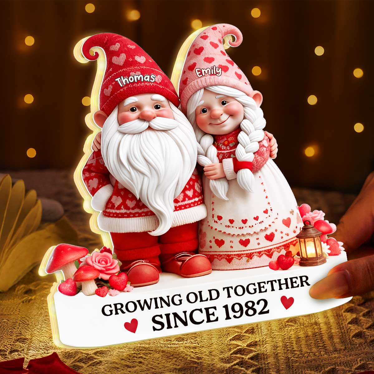 Eternal Love Nostalgia Valentine Gnome Couple Growing Old Together - Personalized Light Box - Heartfelt Valentine's Day Gift, Anniversary Gift For Couple, For Him, For Her - Image 8