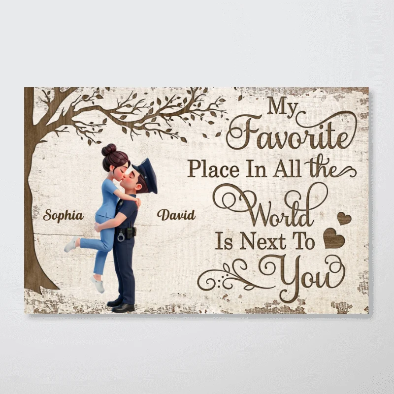 Eternal Love Proud Hero Couple Hugging Kissing Under Tree - Personalized Poster - Valentine's Day Gift For Couple, For Him, For Her, Nurse, Police, Firefighter, Army - Image 10