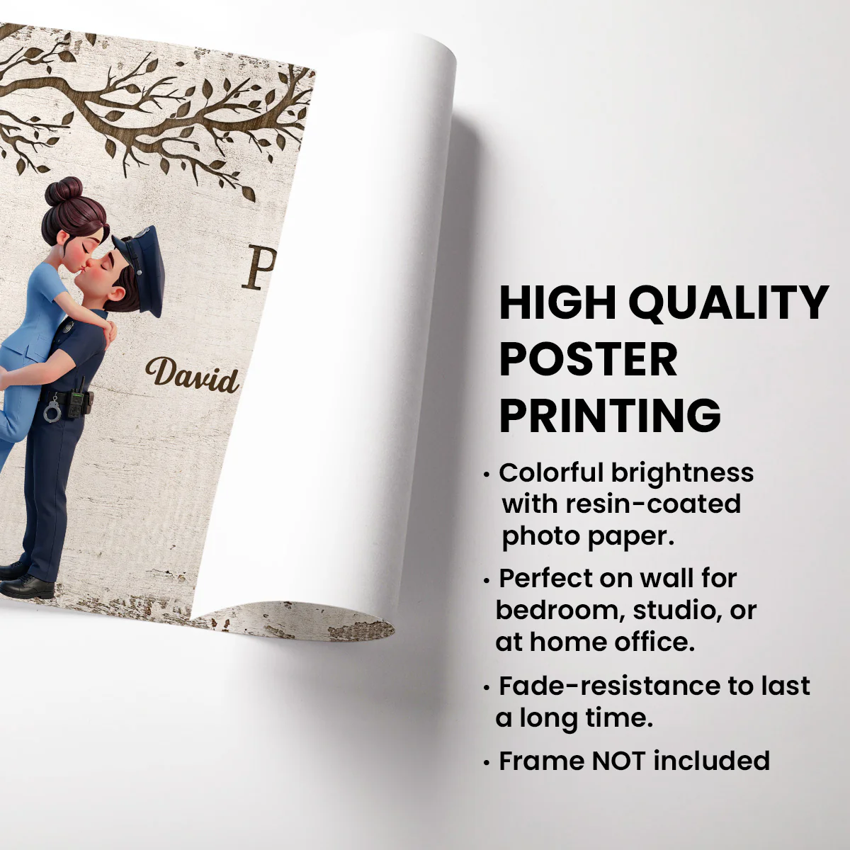 Eternal Love Proud Hero Couple Hugging Kissing Under Tree - Personalized Poster - Valentine's Day Gift For Couple, For Him, For Her, Nurse, Police, Firefighter, Army - Image 8