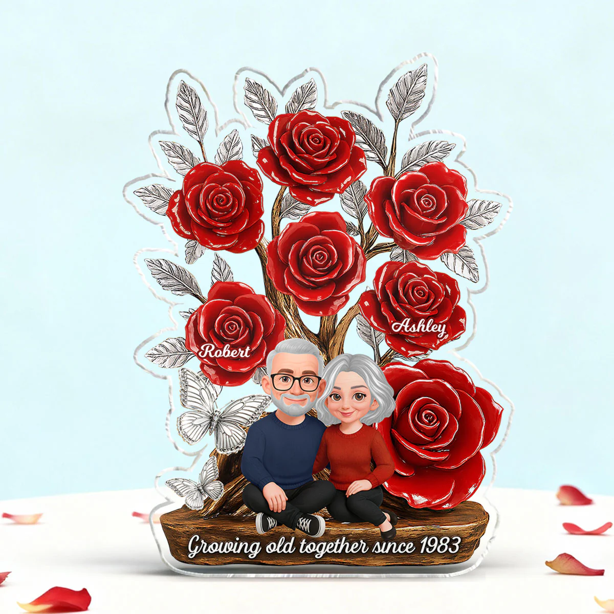 Eternal Love Timeless Roses Tree Couple Together - Personalized Acrylic Block Plaque - Valentine's Day Gift For Couple, Gift For Her, For Him - Image 2