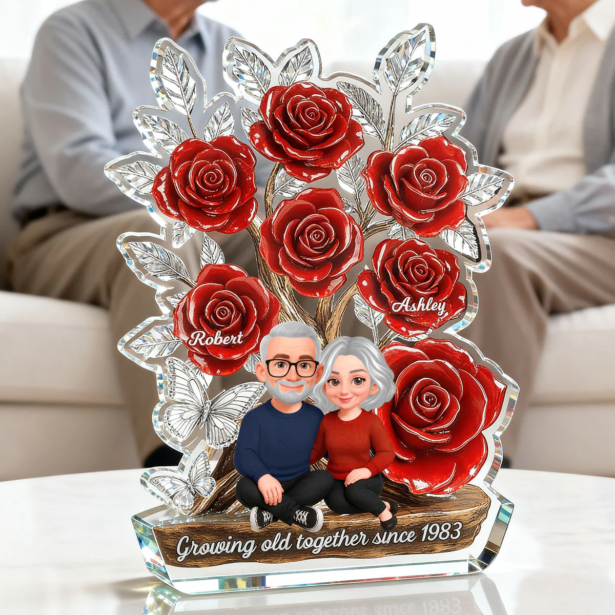 Eternal Love Timeless Roses Tree Couple Together - Personalized Acrylic Block Plaque - Valentine's Day Gift For Couple, Gift For Her, For Him - Image 4
