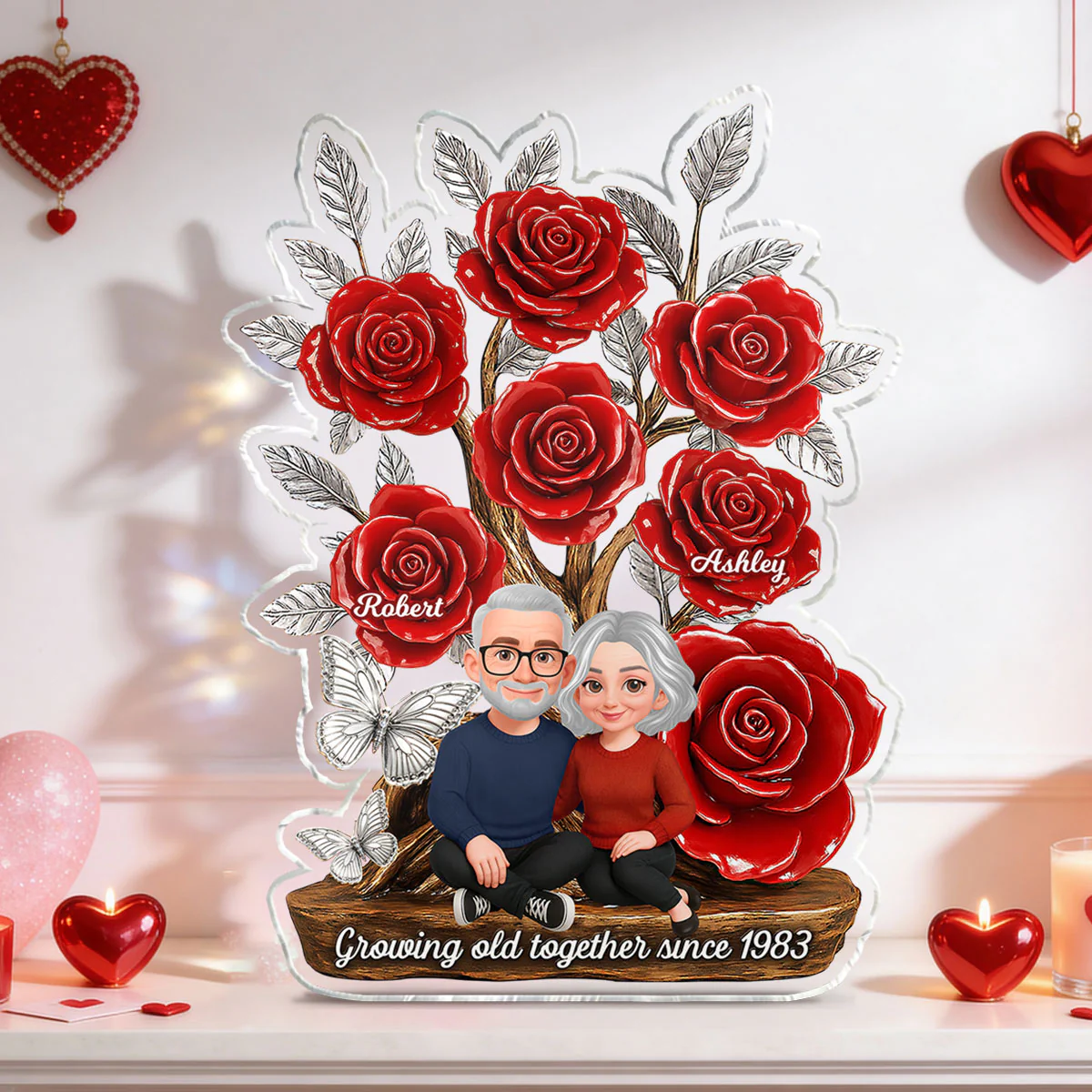 Eternal Love Timeless Roses Tree Couple Together - Personalized Acrylic Block Plaque - Valentine's Day Gift For Couple, Gift For Her, For Him - Image 7