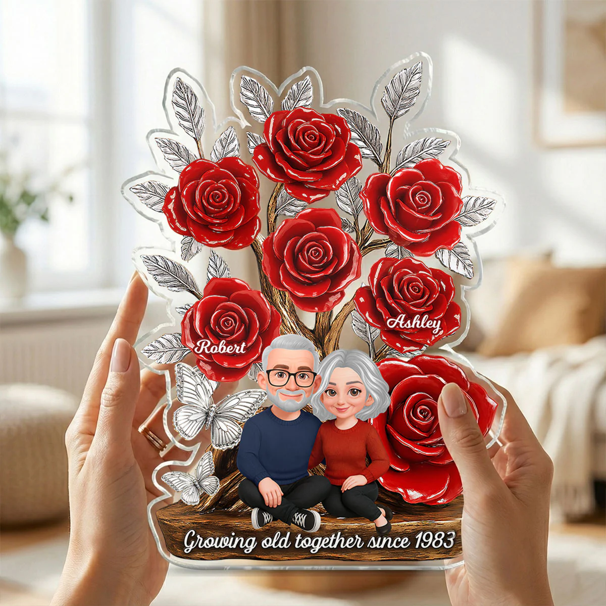Eternal Love Timeless Roses Tree Couple Together - Personalized Acrylic Block Plaque - Valentine's Day Gift For Couple, Gift For Her, For Him - Image 9