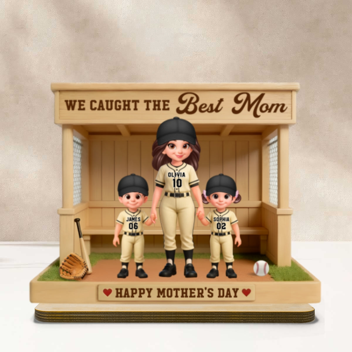 Eternal Love We Caught The Best Mom Happy Mother's Day - Personalized 2-Layered Wooden Plaque - Mother's Day Gift For Baseball Softball Mom - Image 10