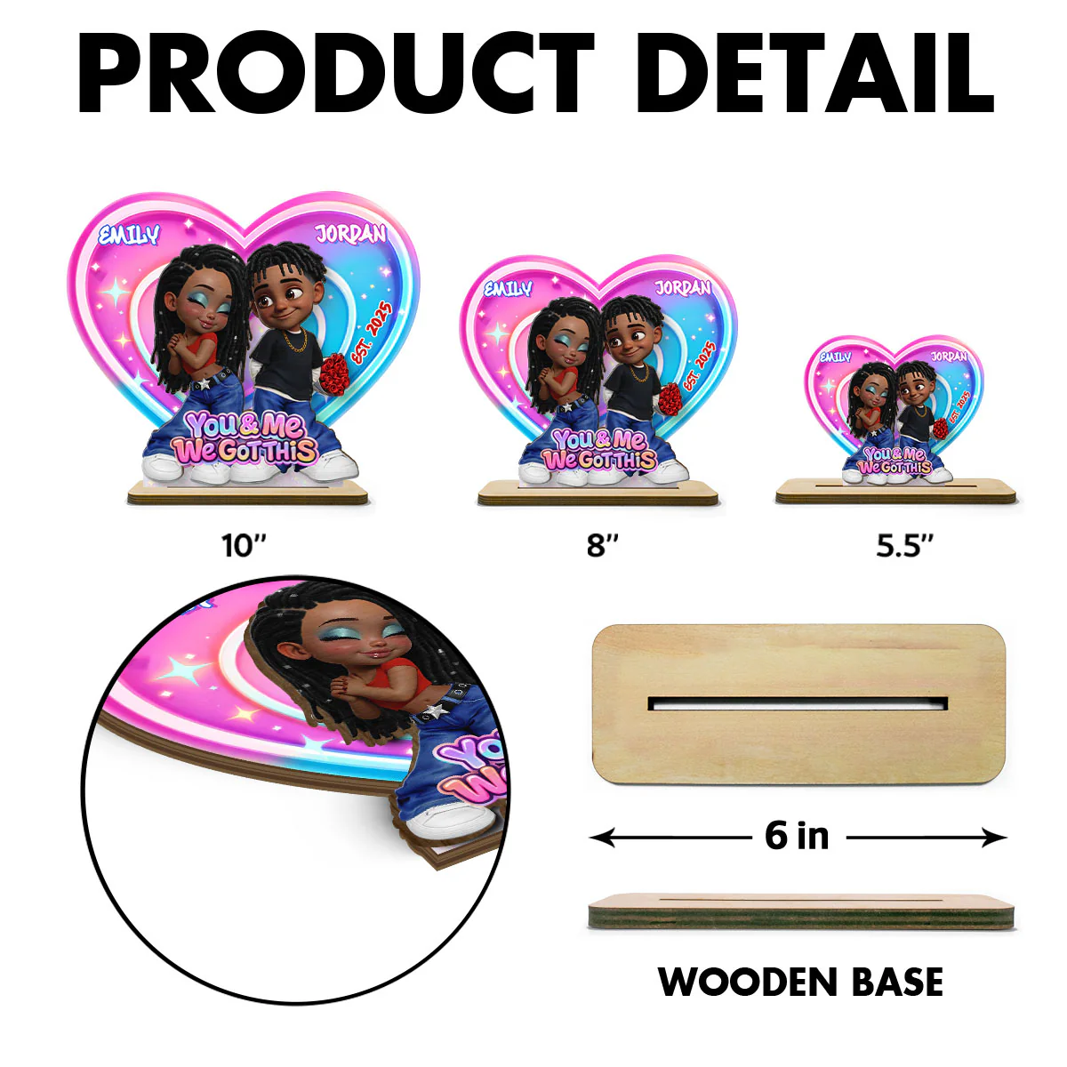 Eternal Love Y2K Couple Aura Heart Aesthetic - Personalized 2-Layered Wooden Plaque - Unique Valentine's Day Gift For Him, Gift For Her - Image 6