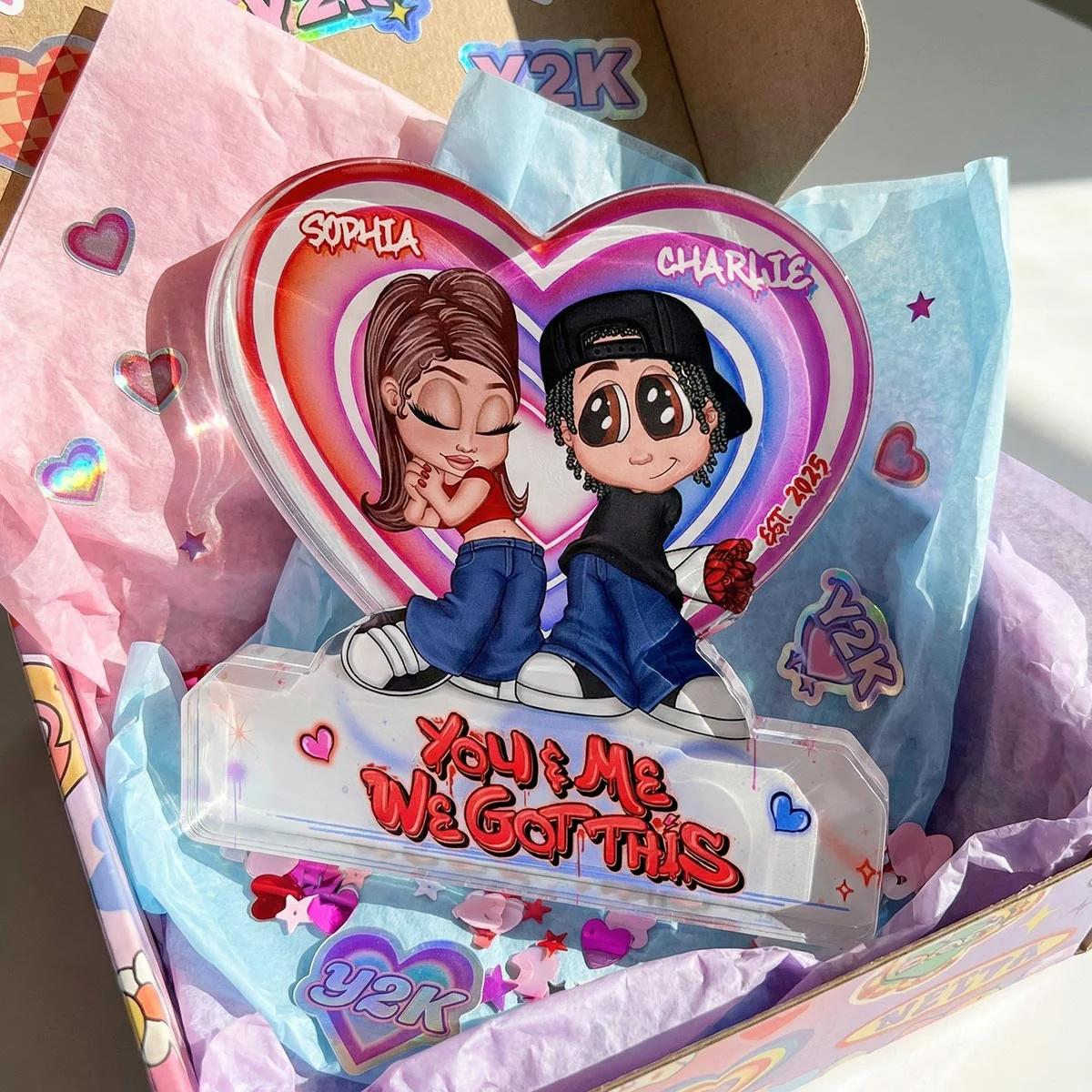 Eternal Love Y2K Couple - Personalized Acrylic Block Plaque - Heartfelt Valentine's Day Gift, Anniversary Gift For Couple, For Him, For Her - Image 2