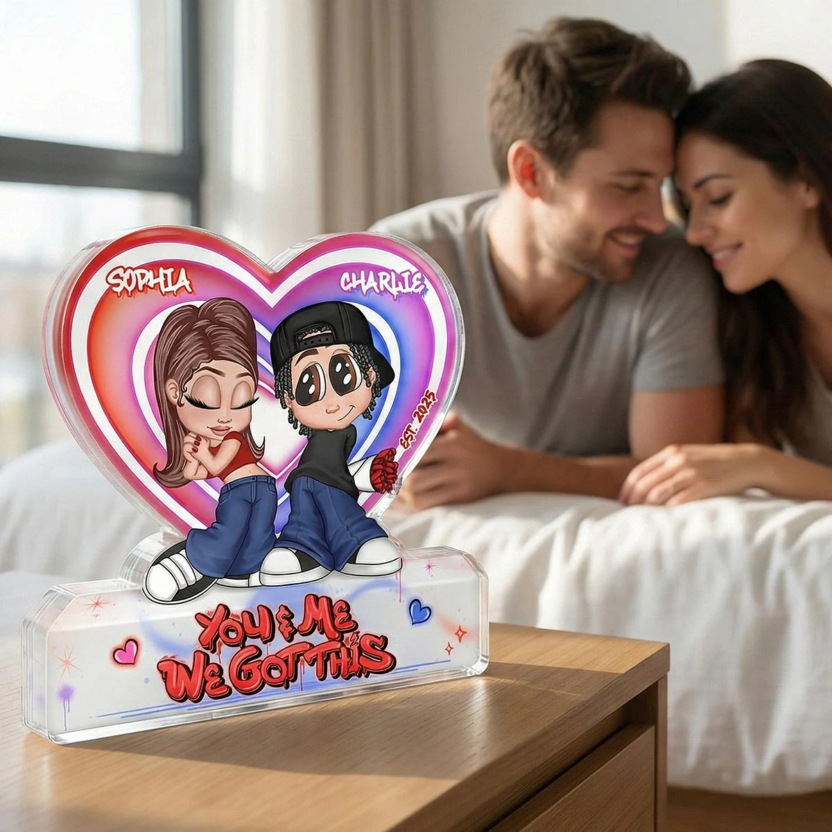 Eternal Love Y2K Couple - Personalized Acrylic Block Plaque - Heartfelt Valentine's Day Gift, Anniversary Gift For Couple, For Him, For Her - Image 4