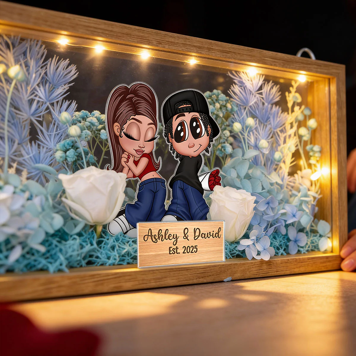 Eternal Love Y2K Couple - Personalized DIY Flower Shadow Box LED Night Light - Valentine's Day Gift, Anniversary Gift, Wedding Gift For Couple, For Him, For Her - Image 10