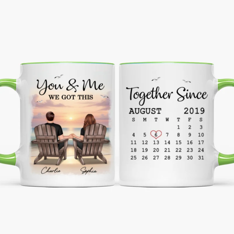 Eternal Sunset Beach Couple Back View Anniversary Calendar Personalized Mug,  Gift, Anniversary Gift For Him, For Her - Image 15