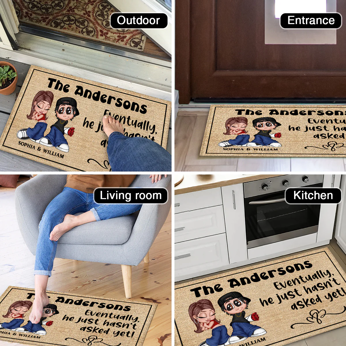 Eventually He Hasn‘t Asked Yet Y2K Couple Funny Housewarming Gift Personalized Doormat - Image 5