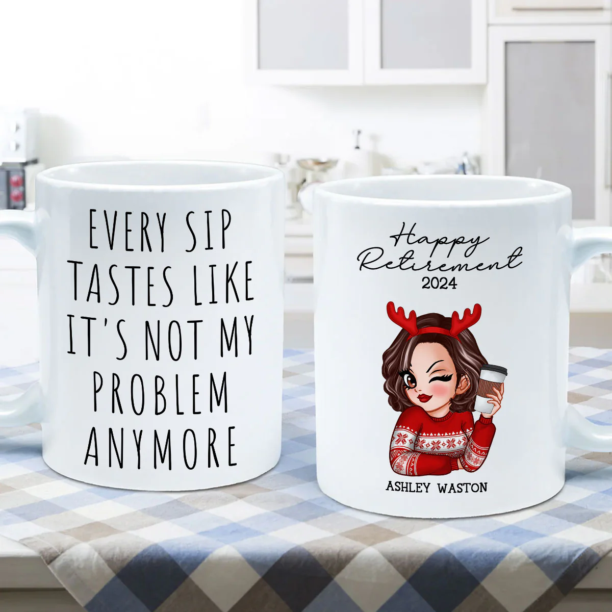 Every Sip Tastes Like It's Not My Problem Anymore, Funny Retirement Gift for Woman, Personalized Mug - Image 5