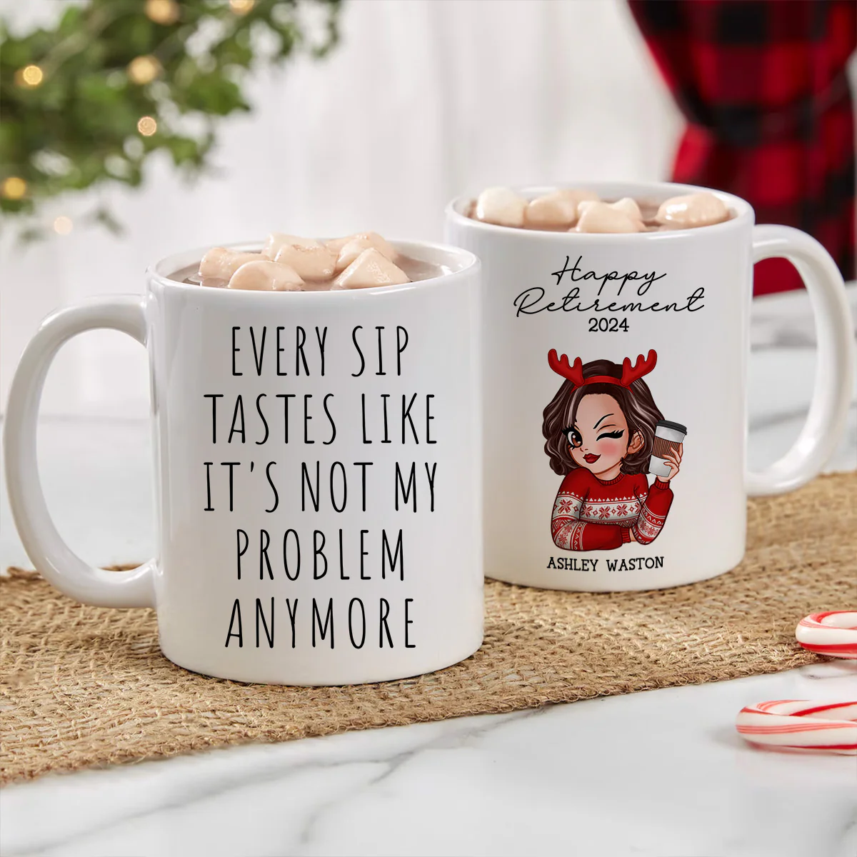 Every Sip Tastes Like It's Not My Problem Anymore, Funny Retirement Gift for Woman, Personalized Mug - Image 9
