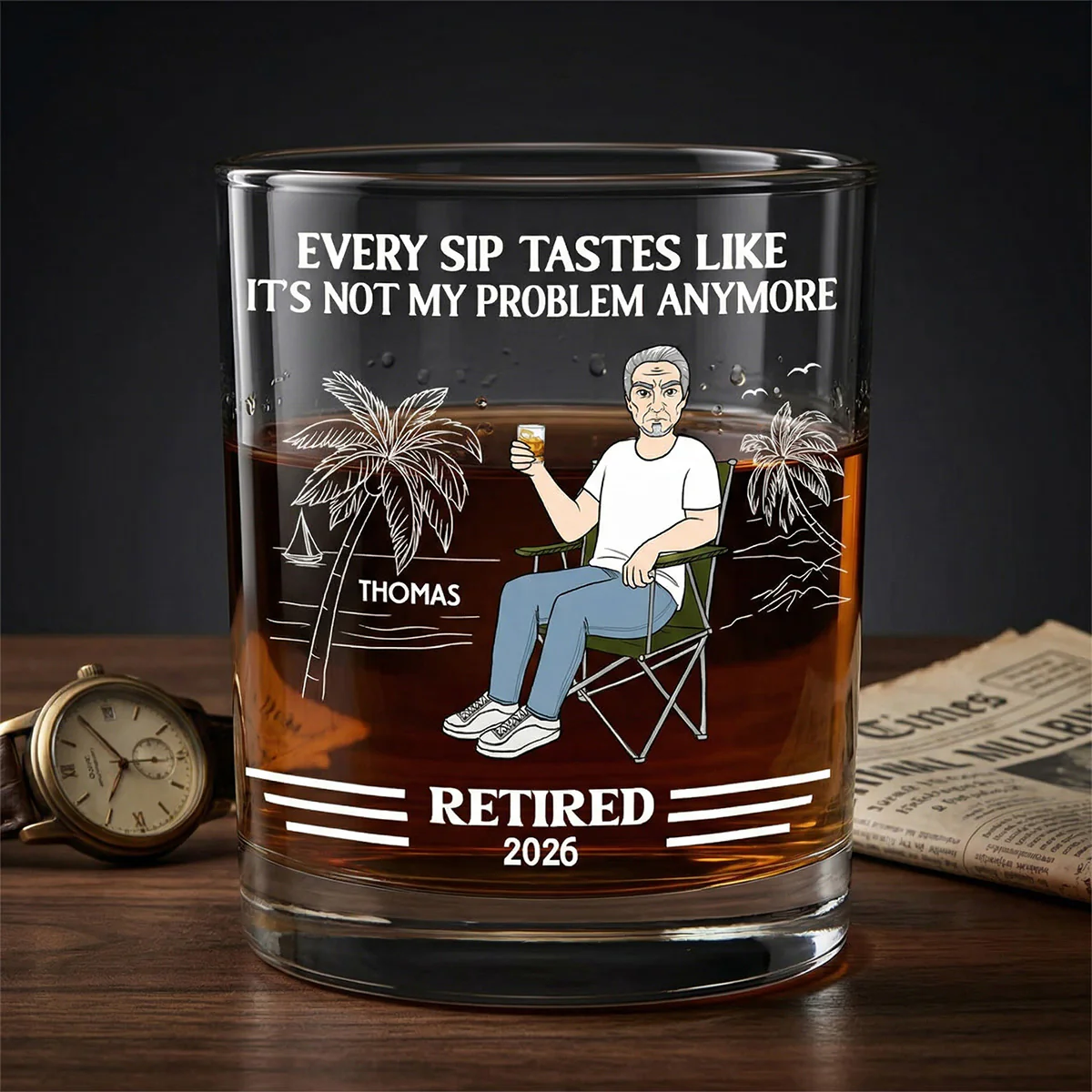 Every Sip Tastes Like Not My Problem Anymore - Personalized Wine Glass - Retirement Gift