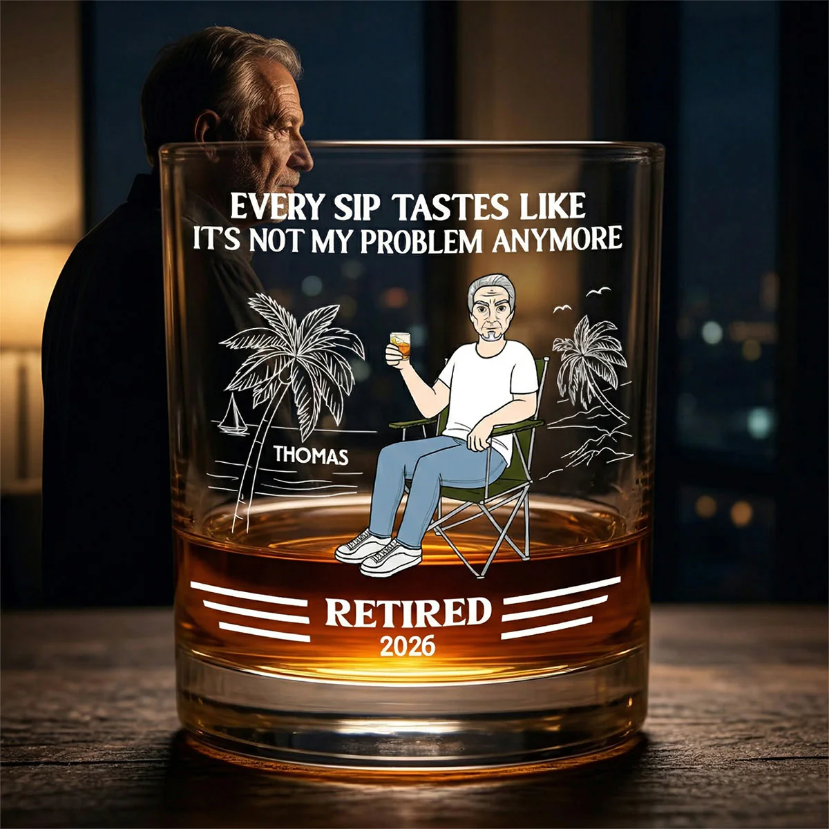 Every Sip Tastes Like Not My Problem Anymore - Personalized Wine Glass - Retirement Gift - Image 6